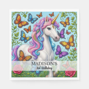 Serviette En Papier Filles de 1 à 8 ans   Fête d'anniversaire licorne