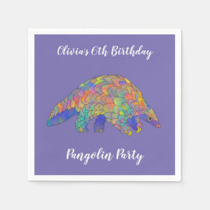 Serviette En Papier Filles de la fête du Pangolin 6ème Anniversaire Vi