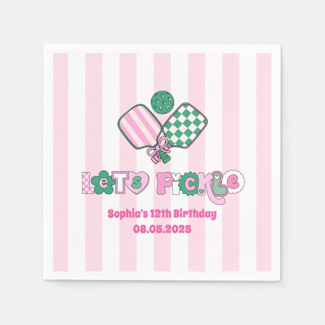 Serviette En Papier Filles de Pickleball Anniversaire (Devant)