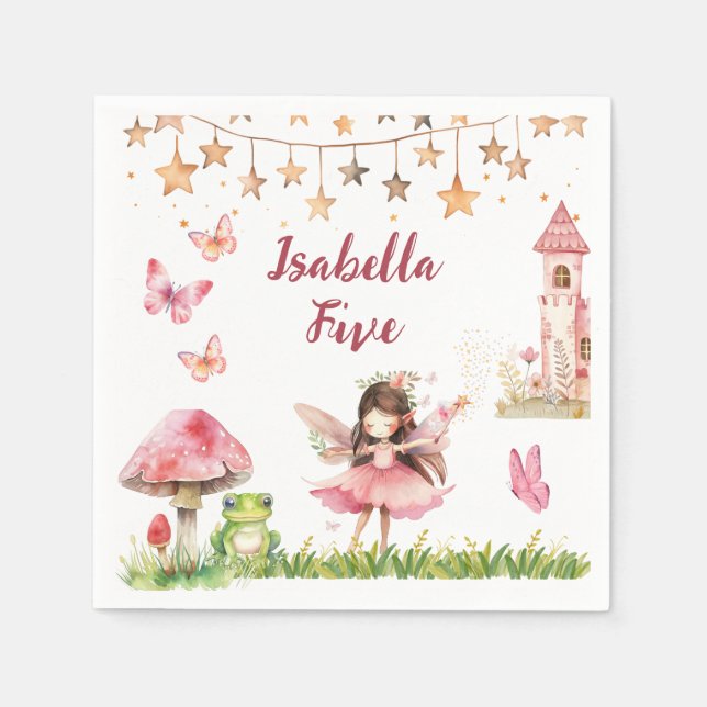 Serviette En Papier Filles Fairy Tale Castle Frog Champignons Annivers (Devant)