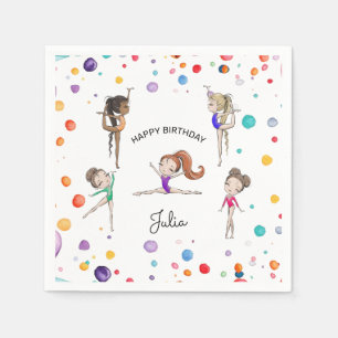 Serviette En Papier Filles Gymnastique Arc-en-ciel Balloons fête d'ann