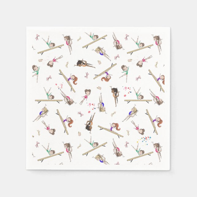 Serviette En Papier Filles Gymnastique fête d'anniversaire (Devant)