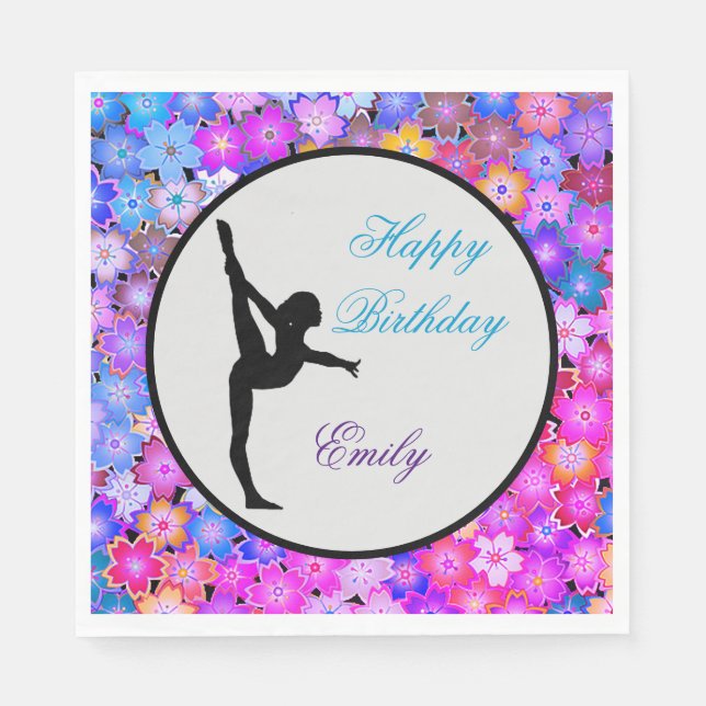 Serviette En Papier Filles Gymnastique Joyeux Anniversaire (Devant)