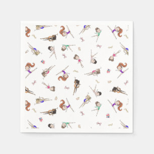 Serviette En Papier Filles Gymnastique White Anniversaire Party