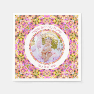 Serviette En Papier Filles Joyeux Anniversaire Été Rose Étoile Personn