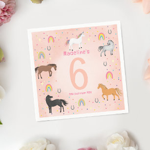 Serviette En Papier Filles Magique Anniversaire Fille Rose Licorne Enf