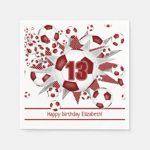 Serviette En Papier Filles maroon soccer anniversaire ou fête d'équipe