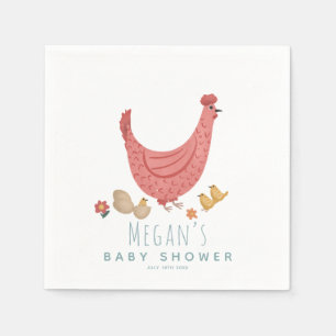 Serviette En Papier Filles mignonne Baby shower de poulet de ferme ros