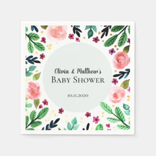 Serviette En Papier Filles mignonnes Baby shower d'aquarelle florale