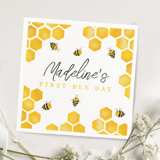 Serviette En Papier Filles mignonnes été premier jour d'abeilles enfan (Créateur téléchargé)