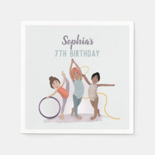 Serviette En Papier Filles Moderne Purple Gymnastique Anniversaire de