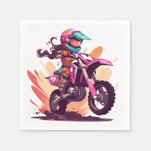 Serviette En Papier Filles Motocross Party Napkin