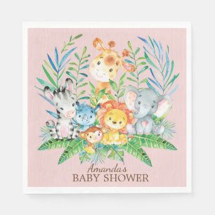 Serviette En Papier Filles Safari Jungle Baby shower papier serviettes