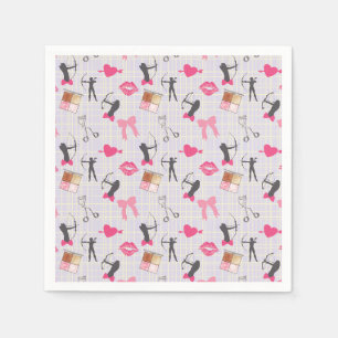 Serviette En Papier Filles Tir à l'arc - Coeurs de filles et maquillag