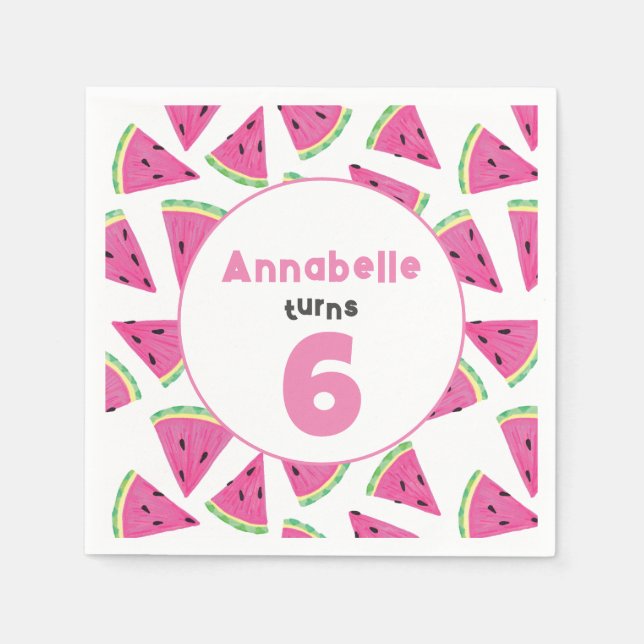 Serviette En Papier Filles Watermelon Plaques papier fête d'anniversai (Devant)