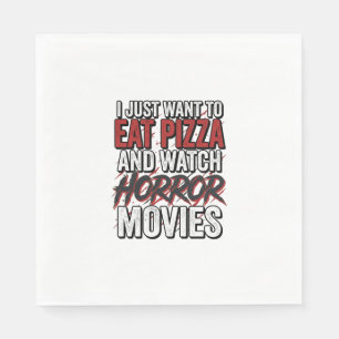 Serviette En Papier Films d'horreur de pizza Typographie vintage Hallo
