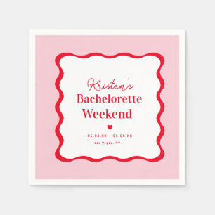 Serviette En Papier Fin de semaine de bachelorette rose et rouge