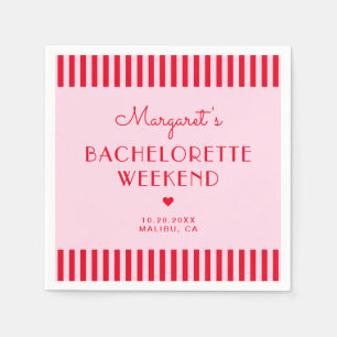 Serviette En Papier Fin de semaine du bachelorette Retro Rose & Red St