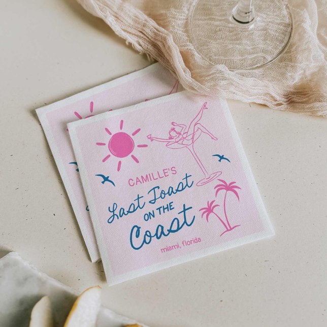 Serviette En Papier Fin de semaine du Dernier toast de plage (Last Toast Hand Drawn Bachelorette Paper napkins)