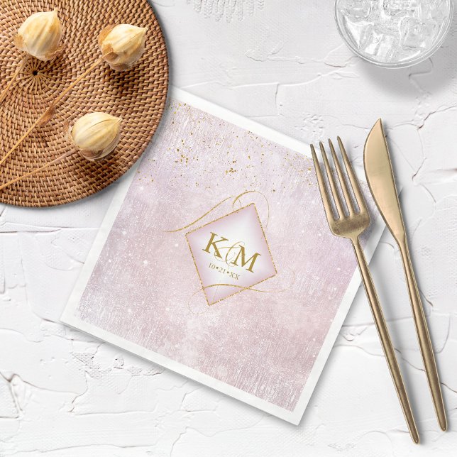 Serviette En Papier Fine Lines Gold Abstract Wedding V2 Mauve ID867 (Créateur téléchargé)