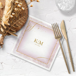Serviette En Papier Fine Lines Gold Abstract Wedding V3 Mauve ID867