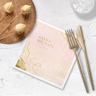 Serviette En Papier Fine Lines Gold Abstrait Mariage V1 Blush ID867