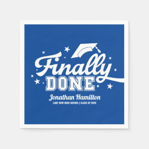 Serviette En Papier Fini Bleu Fête de Diplôme