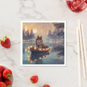 Serviette En Papier Finlandais Lapphund Noël Festive Voyage