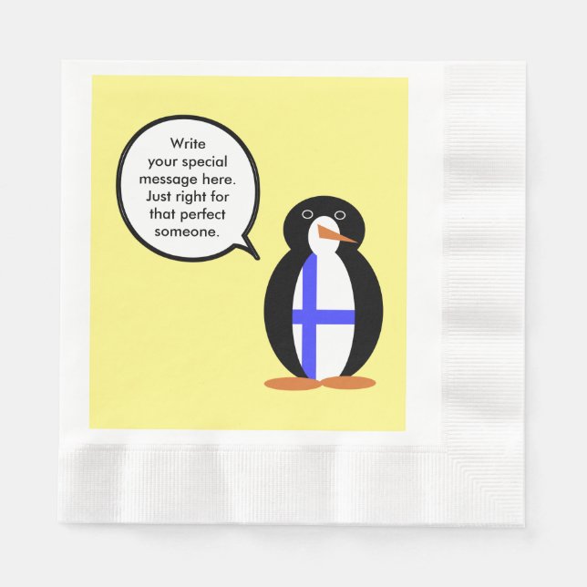 Serviette En Papier Finlande Parler de Mme Penguin Personnalisée (Devant)