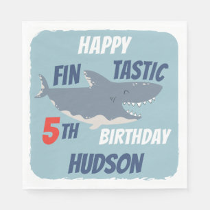 Serviette En Papier Fintastic Happy Shark fête d'anniversaire, n'impor