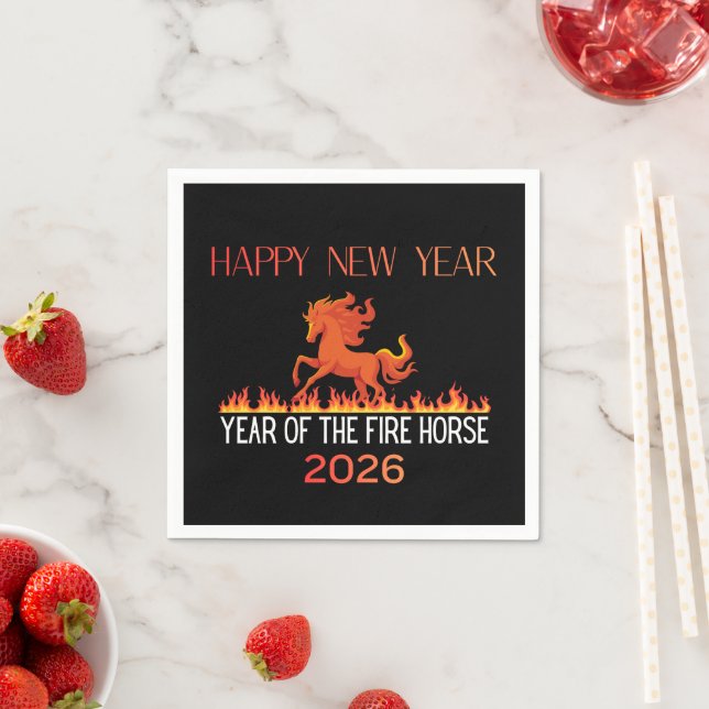Serviette En Papier Fire Horse Paper Napkin (En situation)