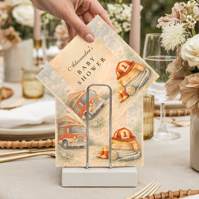 Serviette En Papier Fire Truck Firefighter Baby Shower (Créateur téléchargé)