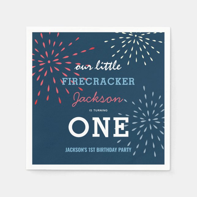 Serviette En Papier Firecracker 4 juillet Fireworks Anniversaire (Devant)