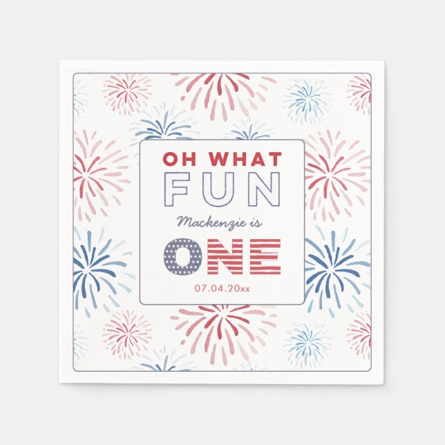 Serviette En Papier Firecracker Fun One 1er anniversaire Party (Devant)
