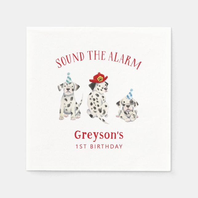 Serviette En Papier Firefighter Chien Boy Livre d'anniversaire (Devant)