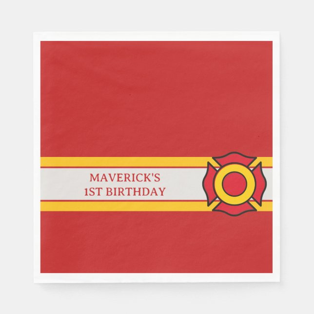 Serviette En Papier Firefighter Sound The Alarm 1st Birthday (Devant)