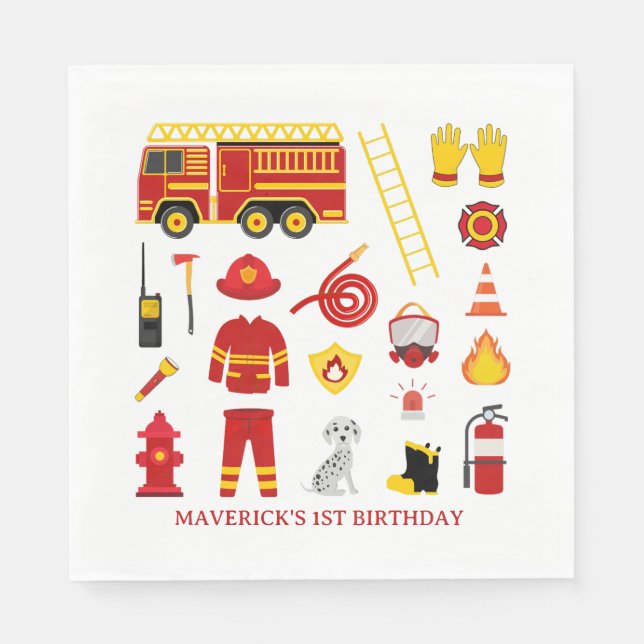 Serviette En Papier Firefighter Sound The Alarm Birthday (Devant)