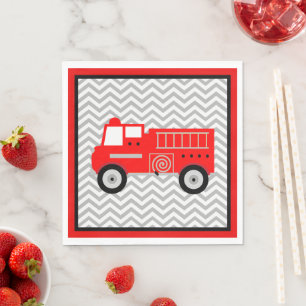 Serviette En Papier Firetruck et Chevron Party