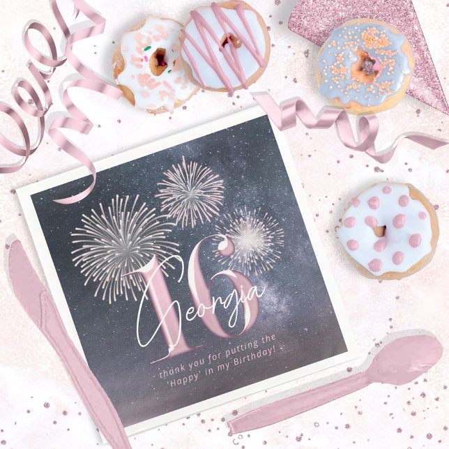 Serviette En Papier Fireworks Sweet 16 Midnight Blush ID984 (Créateur téléchargé)