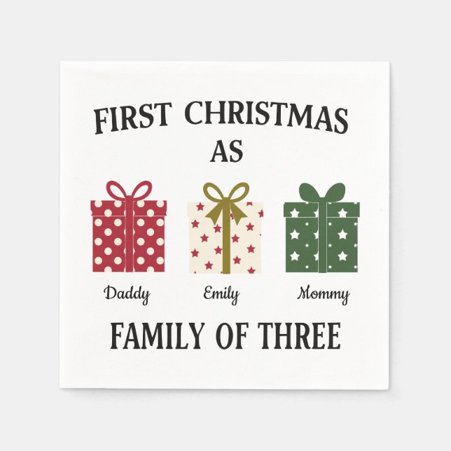 Serviette En Papier First Christmas as Family of Three Gift (Devant)