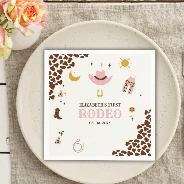 Serviette En Papier First Rodeo Birthday Girl, Fun Cowgirl Birthday  (Créateur téléchargé)