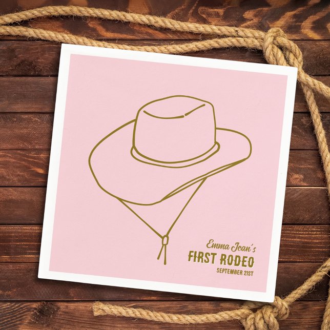 Serviette En Papier First Rodeo Cowboy Hat Pink 1st Birthday (First Rodeo Cowboy Hat Pink 1st Birthday Napkins
)