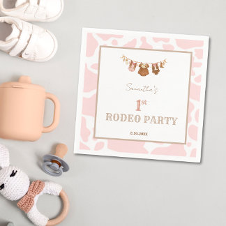 Serviette En Papier First Rodeo Pink Cowgirl Western Birthday