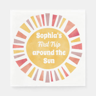 Serviette En Papier First Trip Around Sun Ballon For Girl