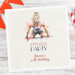 Serviette En Papier Fitness watercolor sport fille fête d'anniversaire