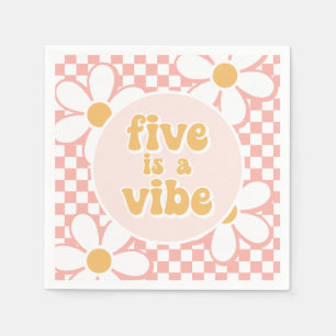 Serviette En Papier Five est un Vibe Pink Daisy Checker