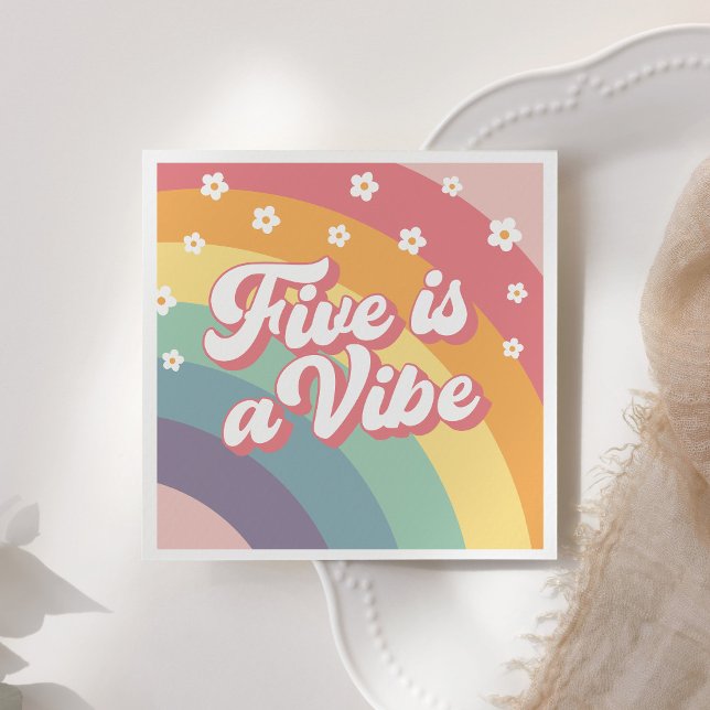 Serviette En Papier Five est Vibe Retro les années 70 Rainbow Daisy An (Créateur téléchargé)