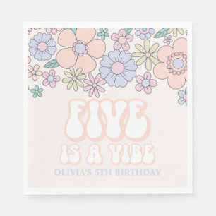 Serviette En Papier FIVE est Vibe Retro pastel Floral 5e anniversaire