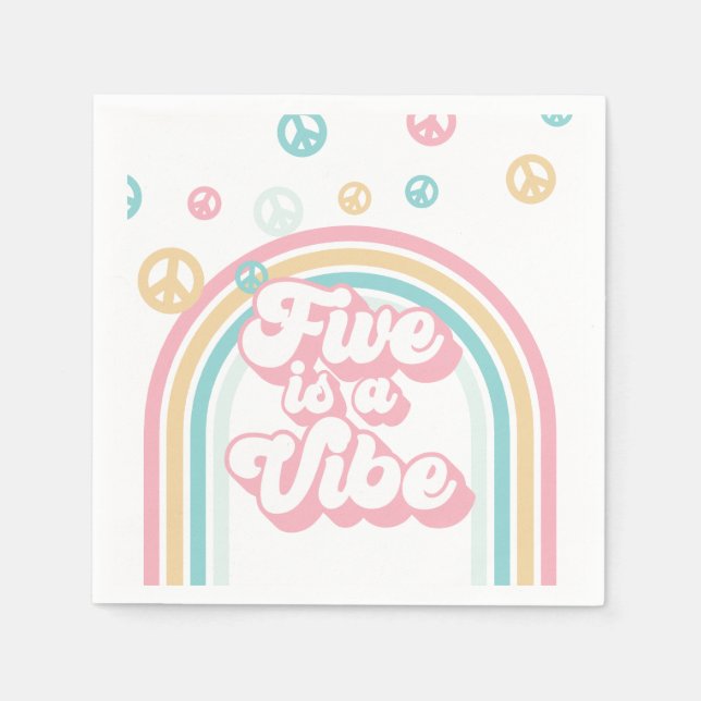 Serviette En Papier Five est Vibe Retro Summer Rainbow (Devant)