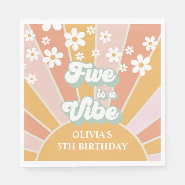 Serviette En Papier Five est Vibe Retro Sunshine daisy boho (Devant)